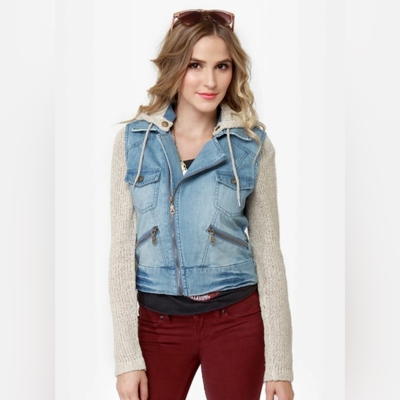 Billabong Rev Up Hooded Denim Jacket size S - Picture 2 of 14